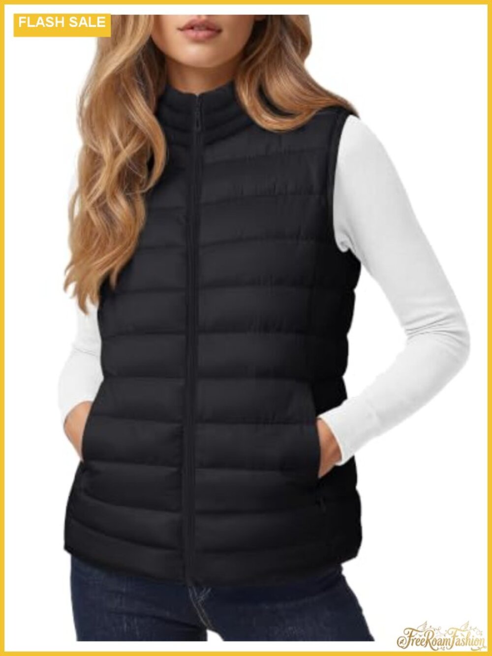 Lightweight Quilted Puffer Vest Zip-Up Sleeveless Puffy Jacket